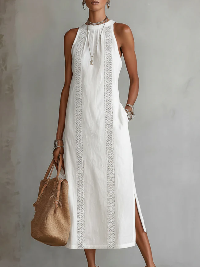 Robe midi en lin aérienne pour femme