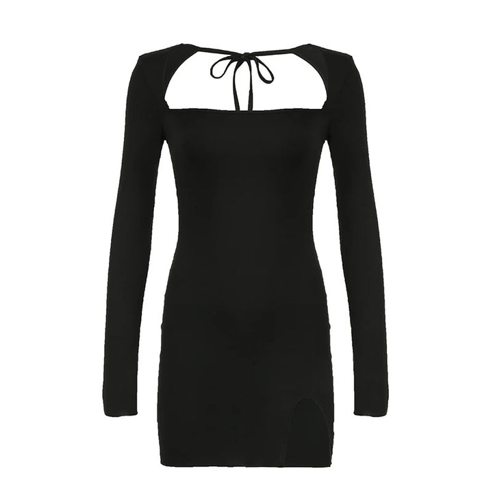 Pauline Laurent® | Robe moulante noire à manches longues