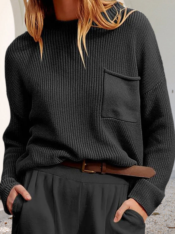 Pull en maille décontracté et confortable avec poches