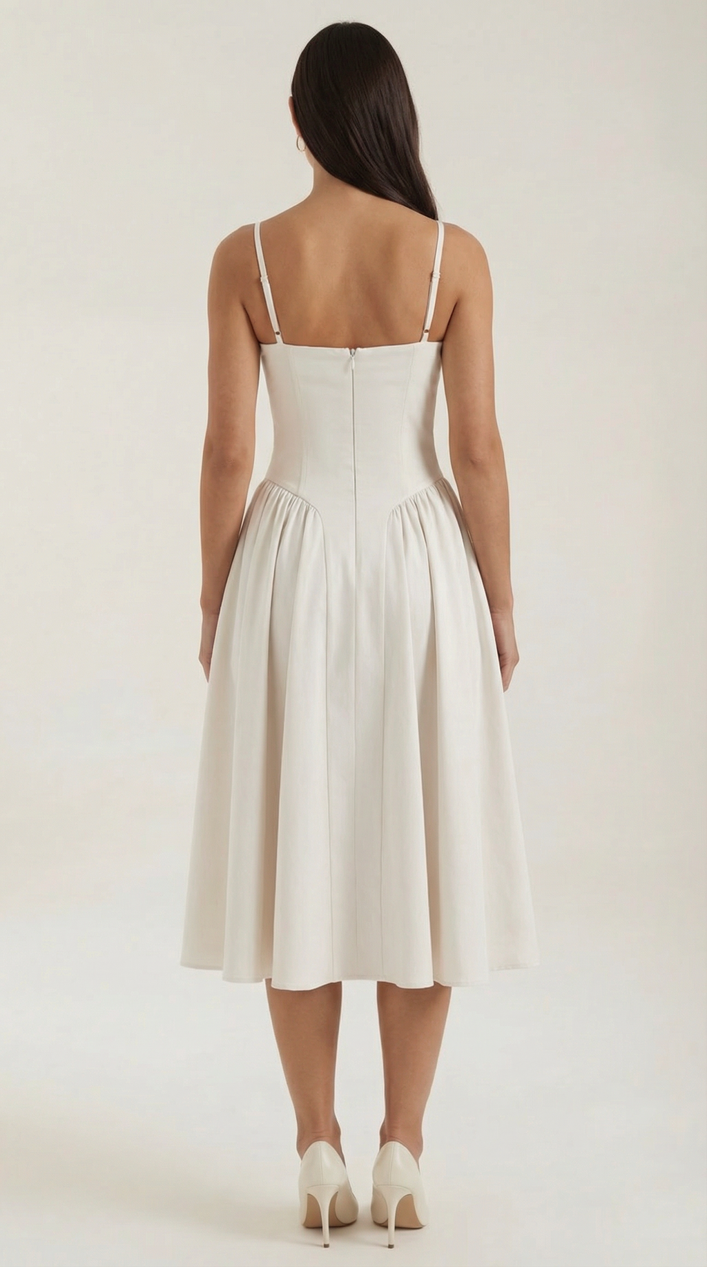 Robe mi-longue corset florale pour femme avec décolleté en cœur