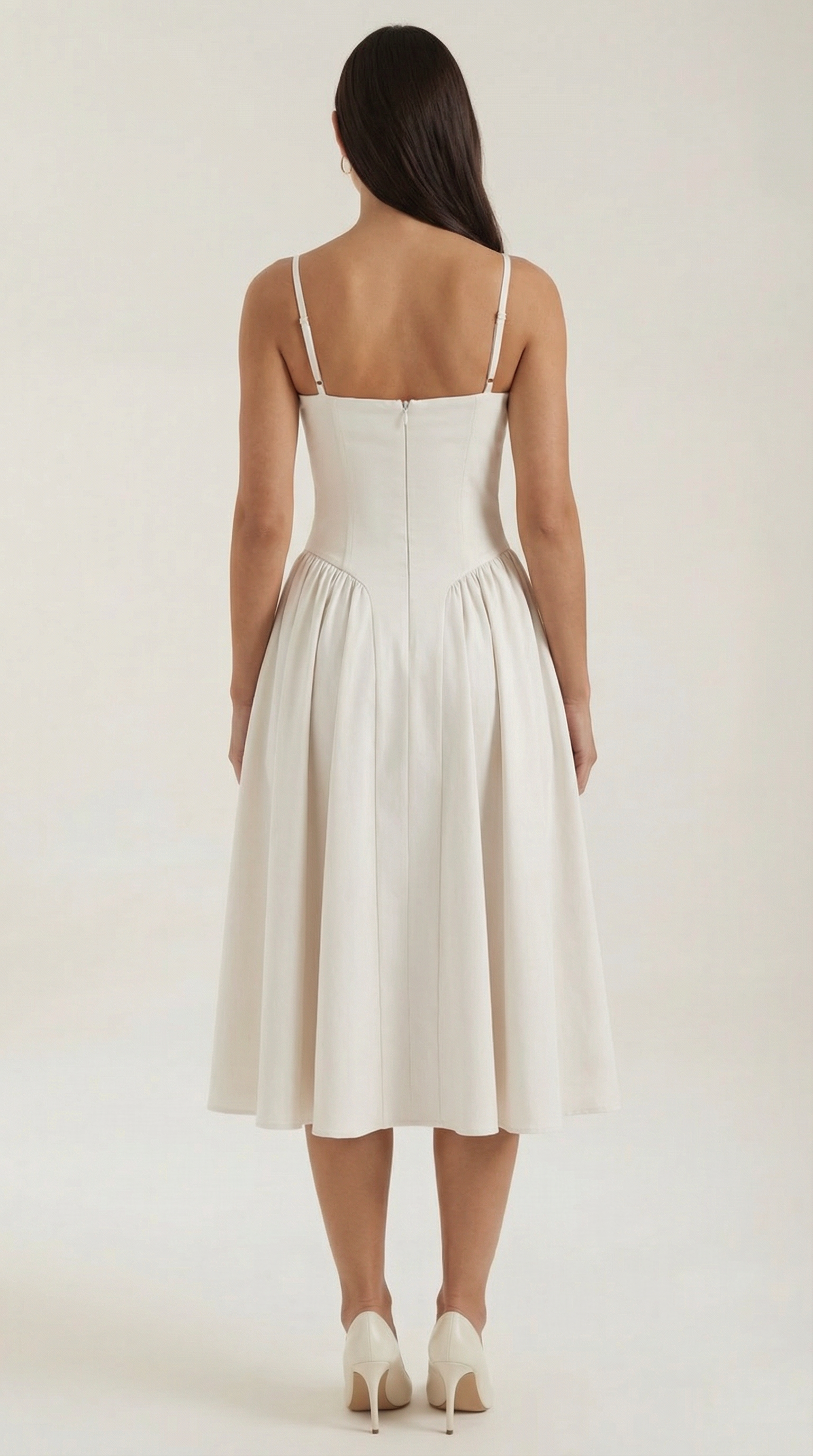 Robe mi-longue corset florale pour femme avec décolleté en cœur
