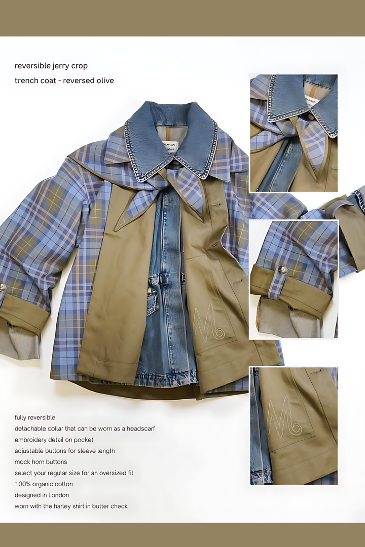 Trench-coat court réversible – Style superposé chic