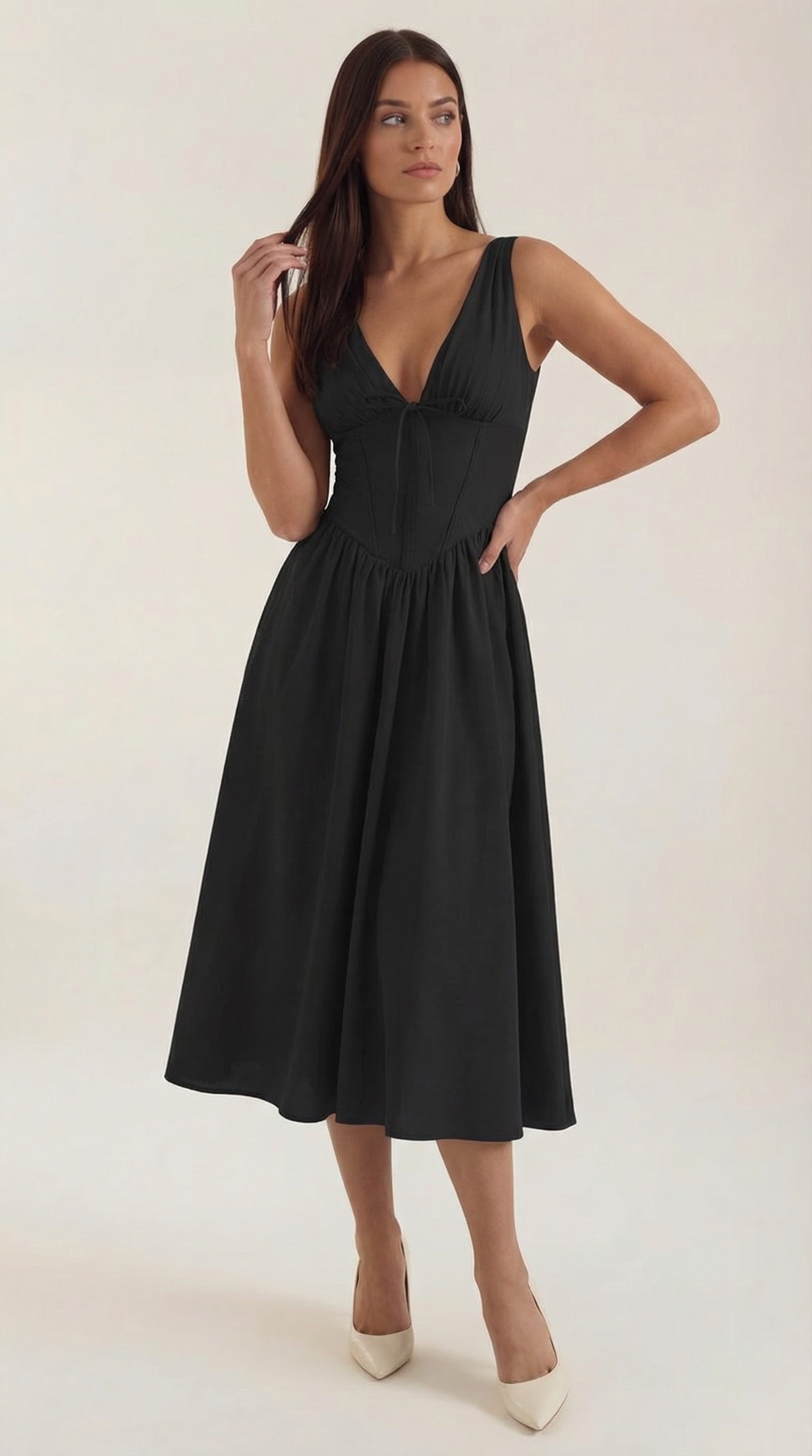 Robe mi-longue d'été corset pour femme