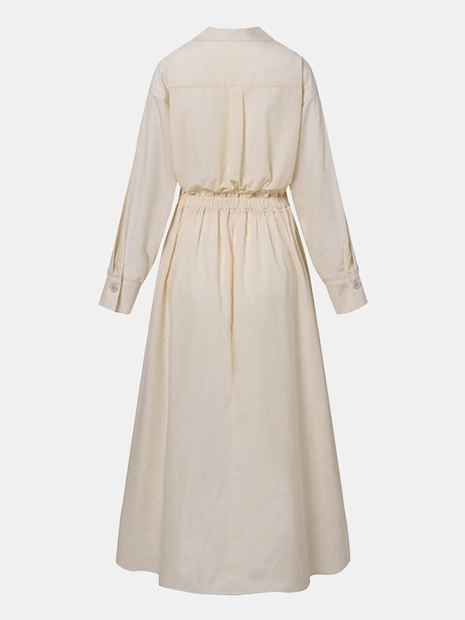 Robe longue pour femmes avec poches et détails à boutons