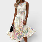 Robe midi sans manches à imprimé floral