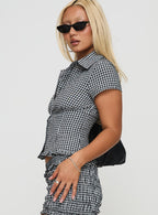 Blouse boutonnée à carreaux vichy pour femme