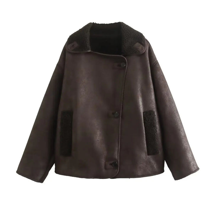 Veste surdimensionnée douillette doublée en polaire avec col à revers