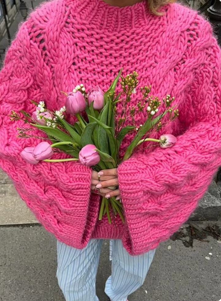 Pull en tricot épais à col montant oversize confortable