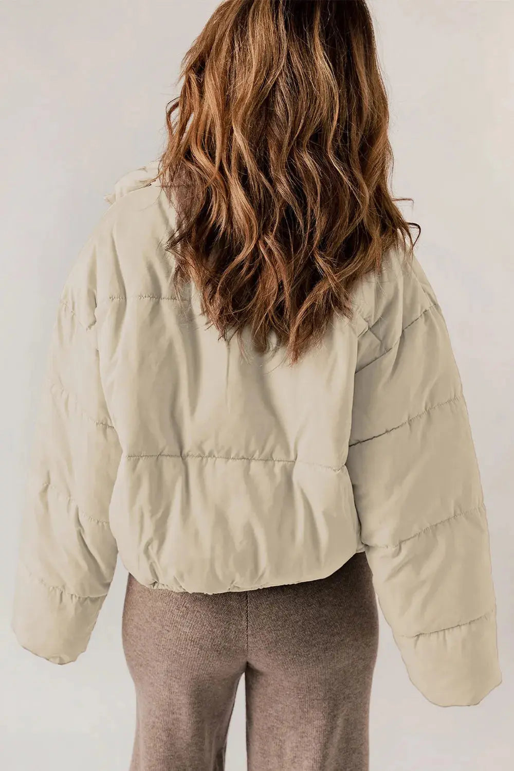 Manteau Long Chic à Col avec Fermeture Éclair pour Superposition Élégante