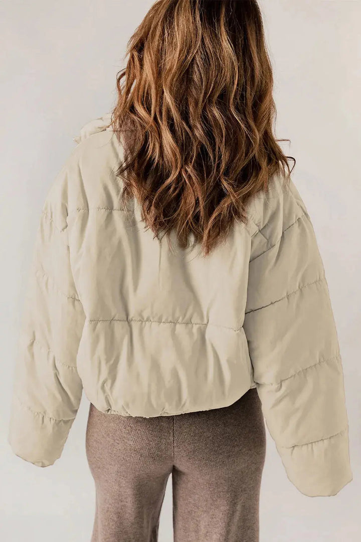 Manteau Long Chic à Col avec Fermeture Éclair pour Superposition Élégante