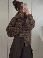 Cardigan en tricot jacquard oversize pour femmes