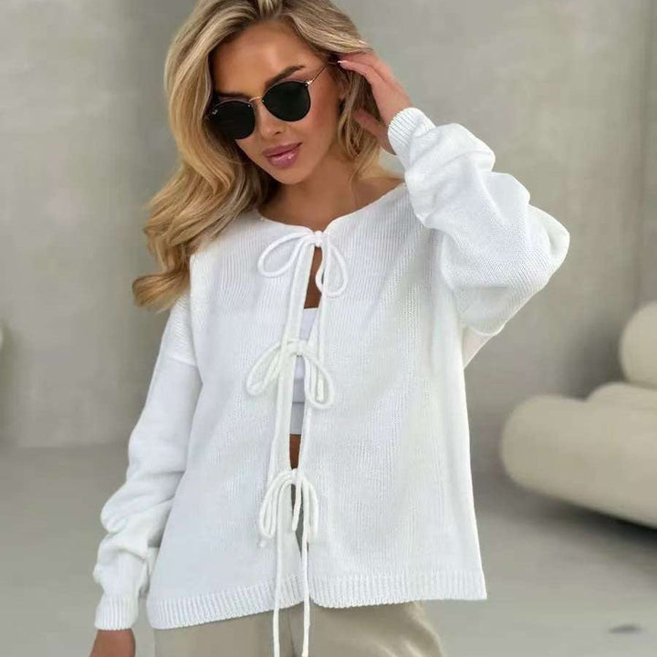 Chic Cardigan Court à Lacets en Dentelle