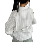 Blouse rayée à poignets noués pour femmes