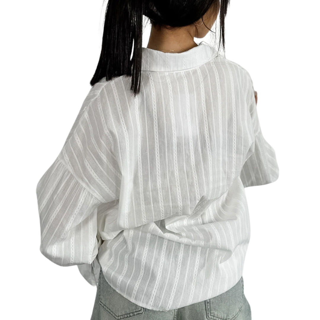 Blouse rayée à poignets noués pour femmes