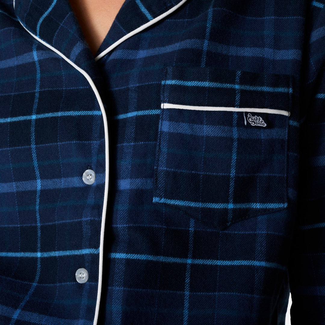 Pyjama de Noël en flanelle bleue confortable pour femme
