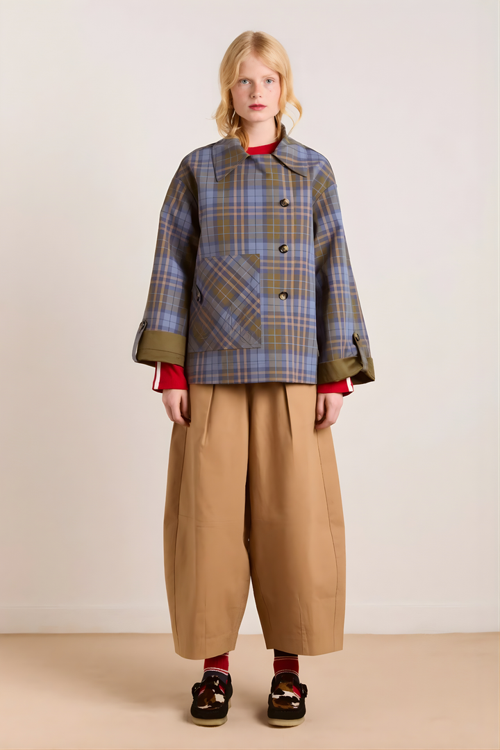 Trench-coat court réversible – Style superposé chic