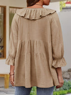 Blouse Femme Élégante à Col Volanté