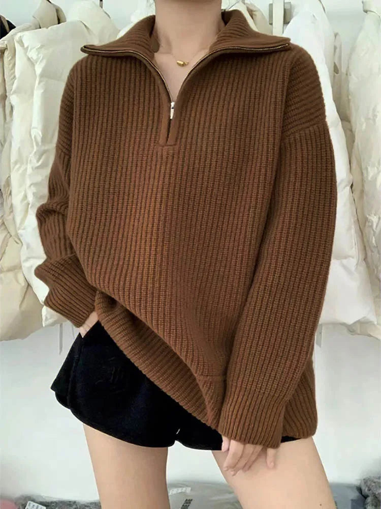 Pull à col zippé en grosse maille douillet pour une chaleur décontractée