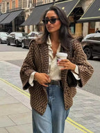 Cardigan en tricot jacquard oversize pour femmes