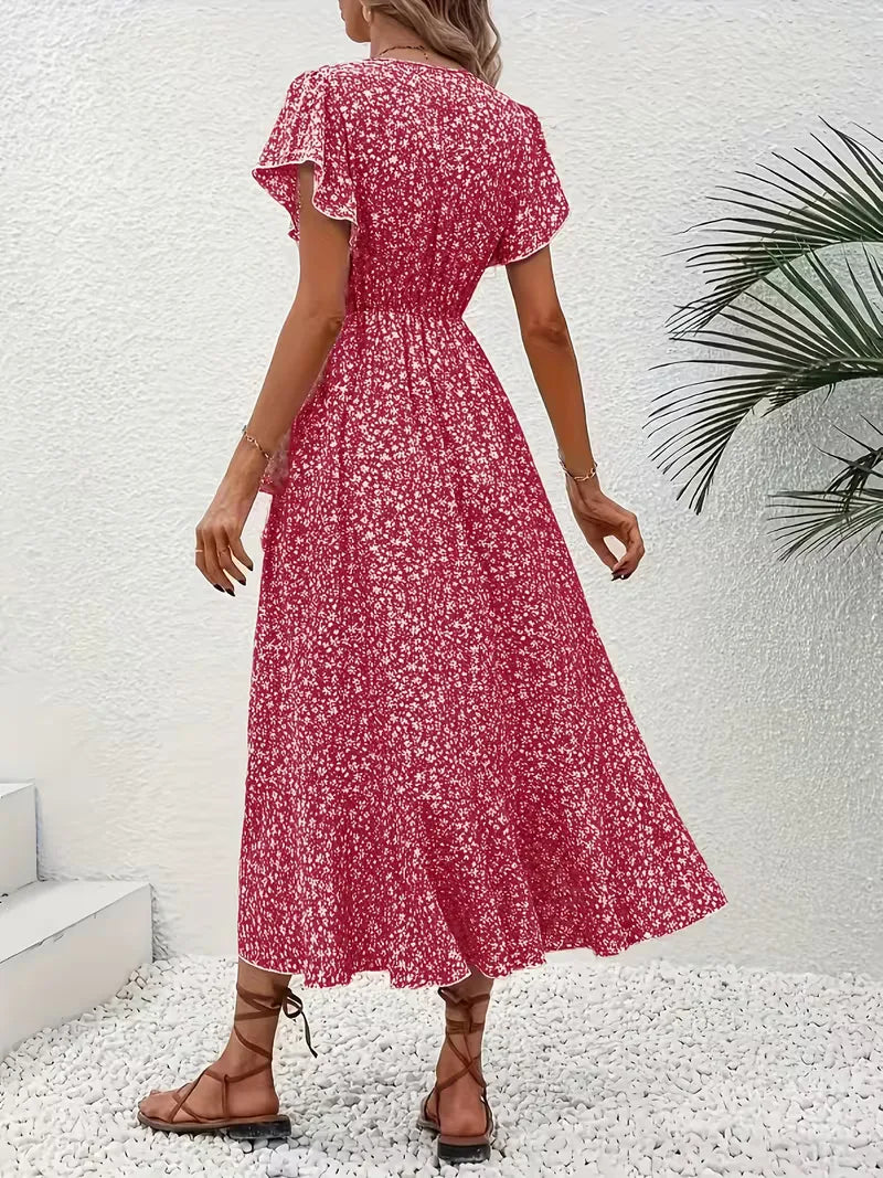 Robe portefeuille à imprimé floral avec décolleté en V