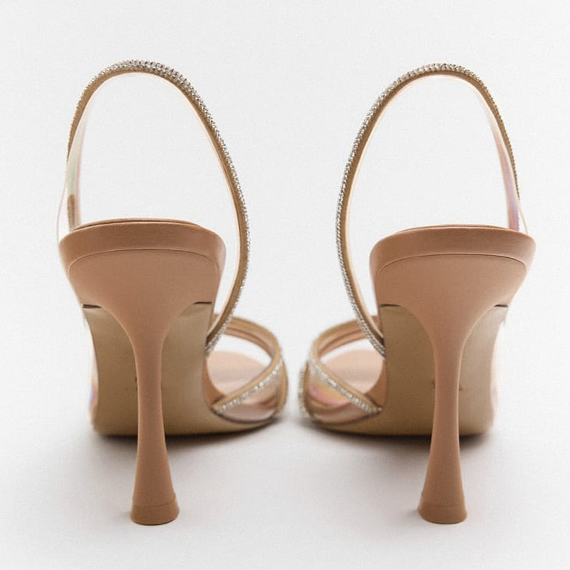 Sandales à talons hauts pour femmes avec bride arrière et bout pointu