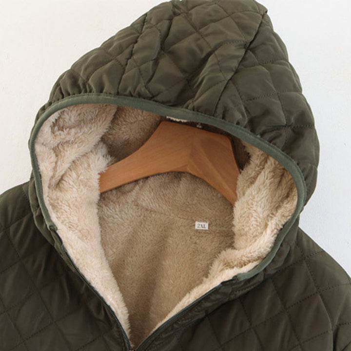 Veste matelassée à capuche avec doublure en peluche