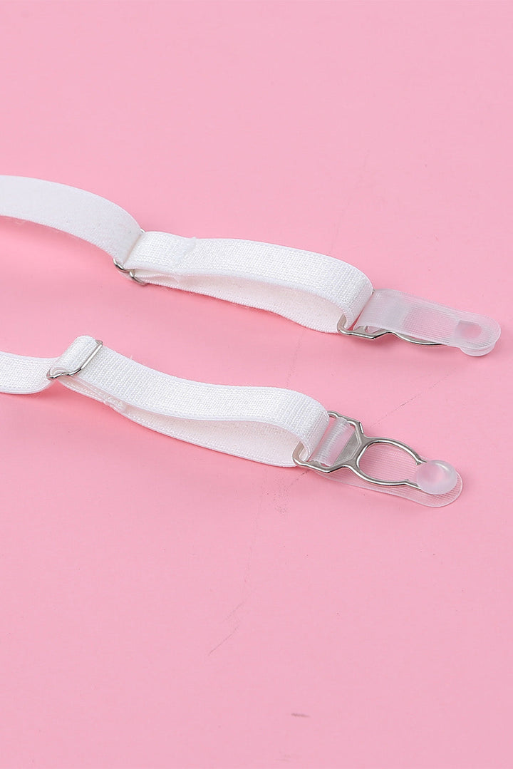 Ensemble de lingerie deux pièces blanc en dentelle à volants avec croisillons