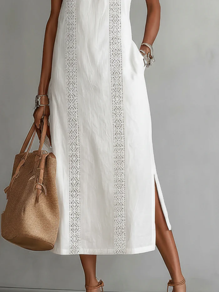 Robe midi en lin aérienne pour femme