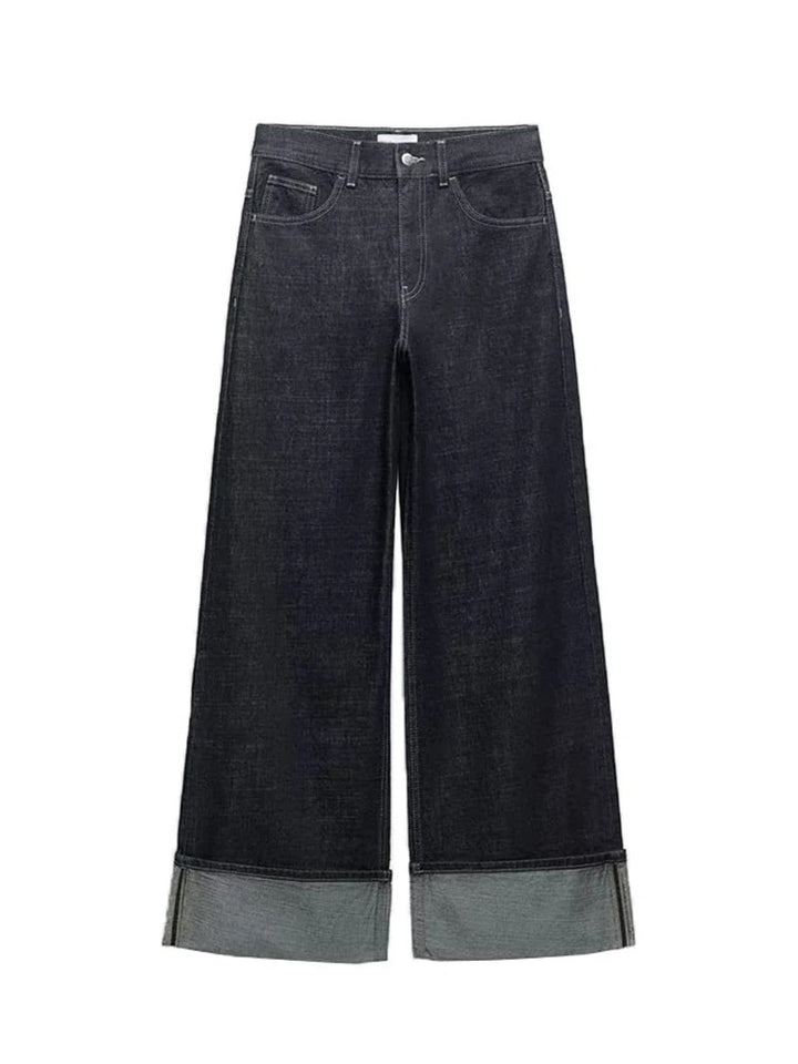 Léa Blanchet® | Jean large à revers contrastants