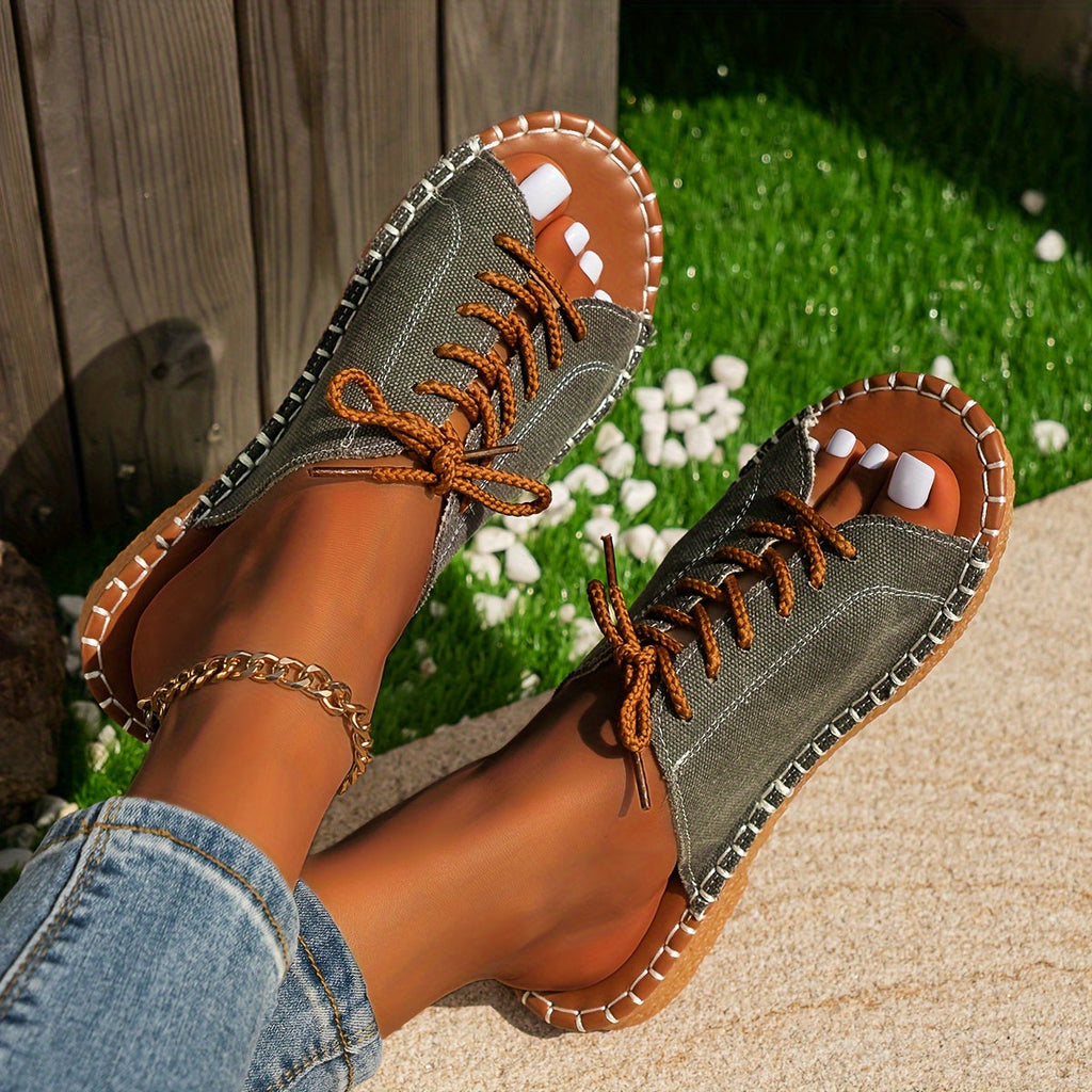 Sandales femme style vintage avec laçage, vue arrière