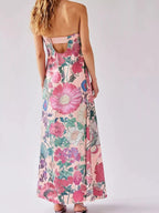 Robe maxi sans manches à imprimé floral en polyester