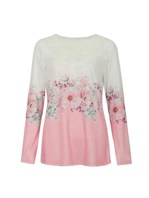 Océane Dubois® | T-shirt avec motif floral et détails en dentelle
