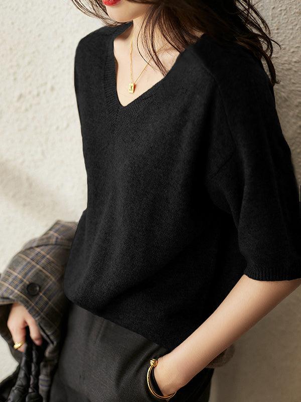 Pull en cachemire doux de luxe col en V pour femmes