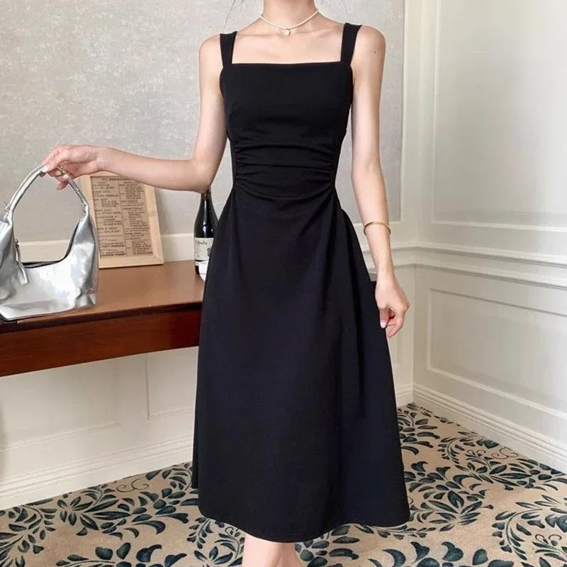 Pauline Laurent® | Robe midi blanche à encolure carrée