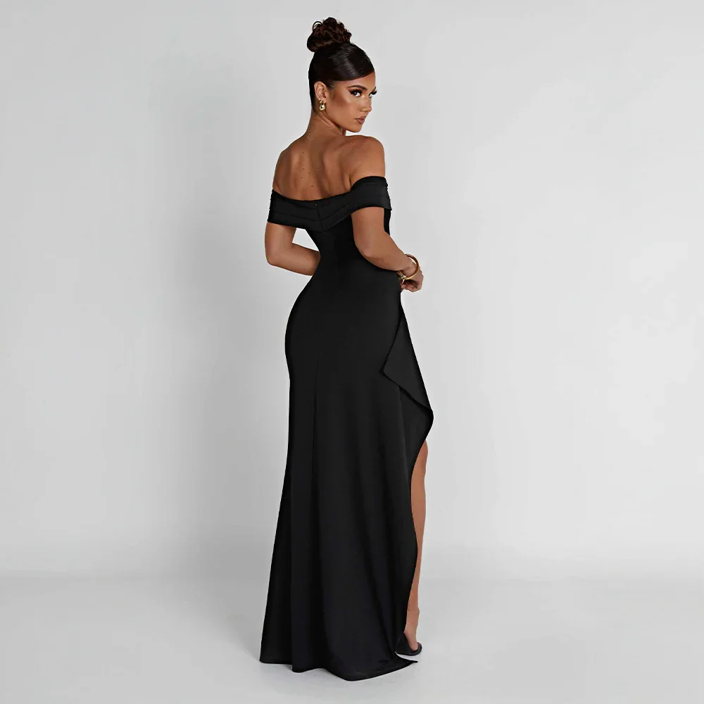 Robe Maxi Fendue Épaules Dénudées
