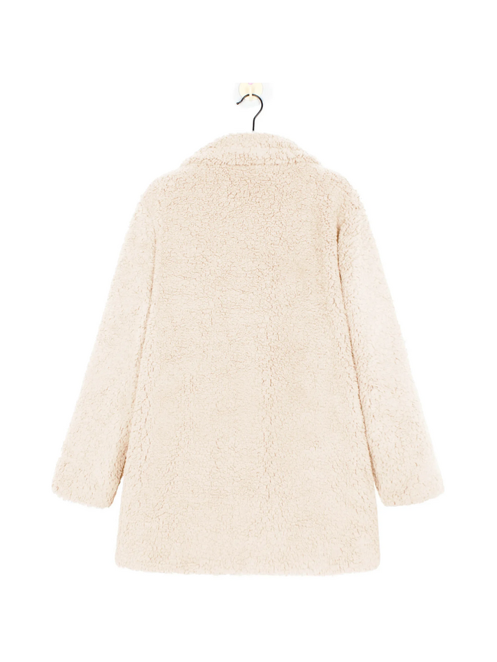 Manteau Court en Peluche Teddy Douillet avec Col Revers