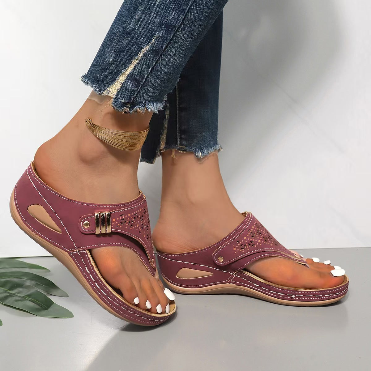 Sandales à talons compensés pour femmes, chaussures d'été confortables