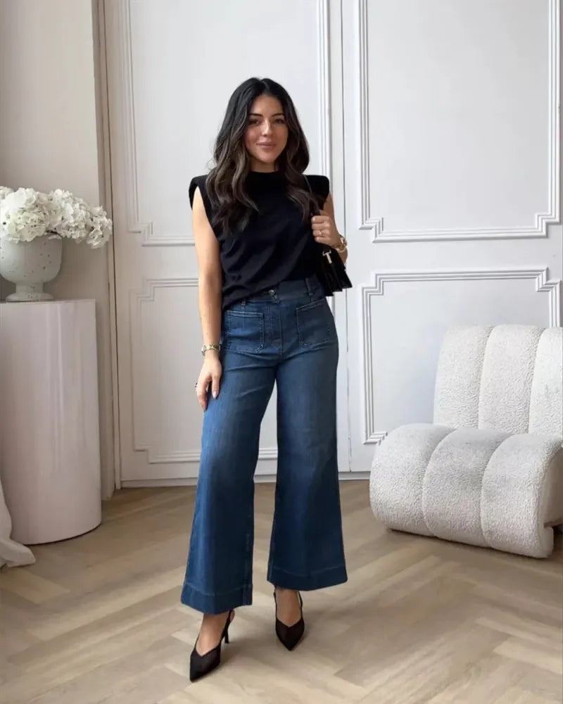 Jean chic taille haute à jambes larges