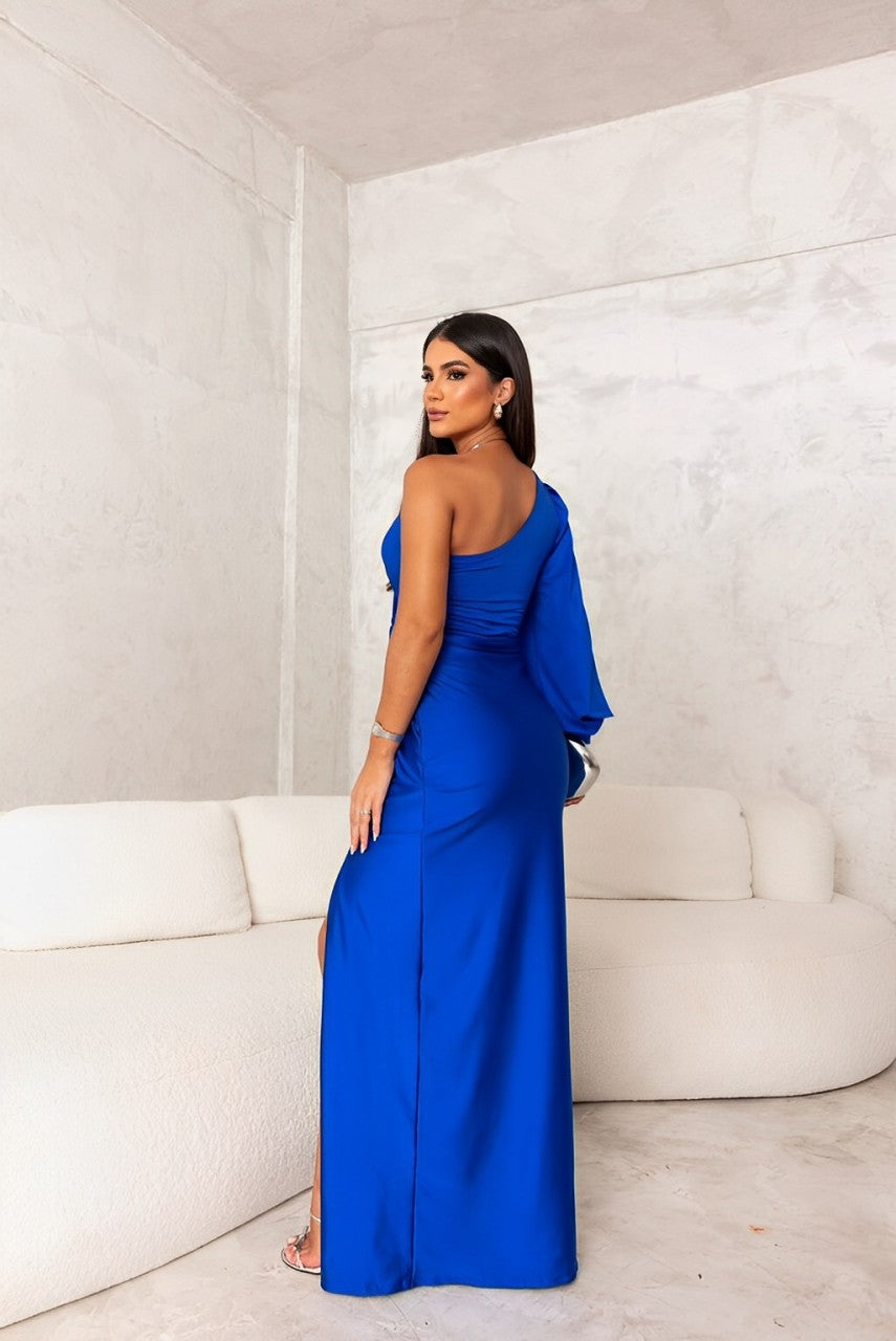 Robe maxi asymétrique en tissu doux au toucher