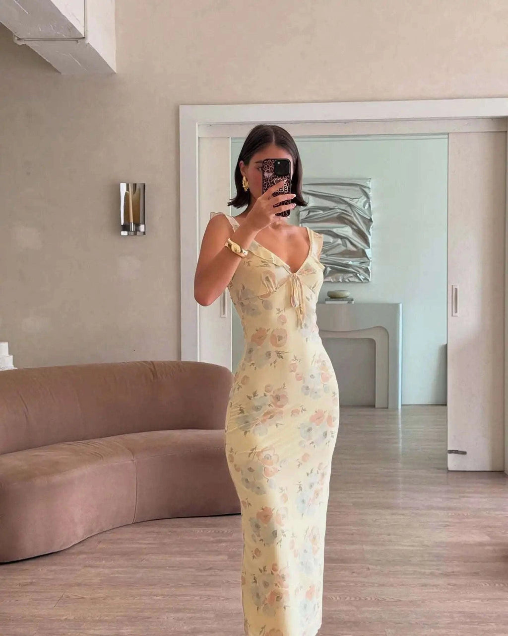 Robe Maxi Dos Nu Plongeant Fleurie Mode Été