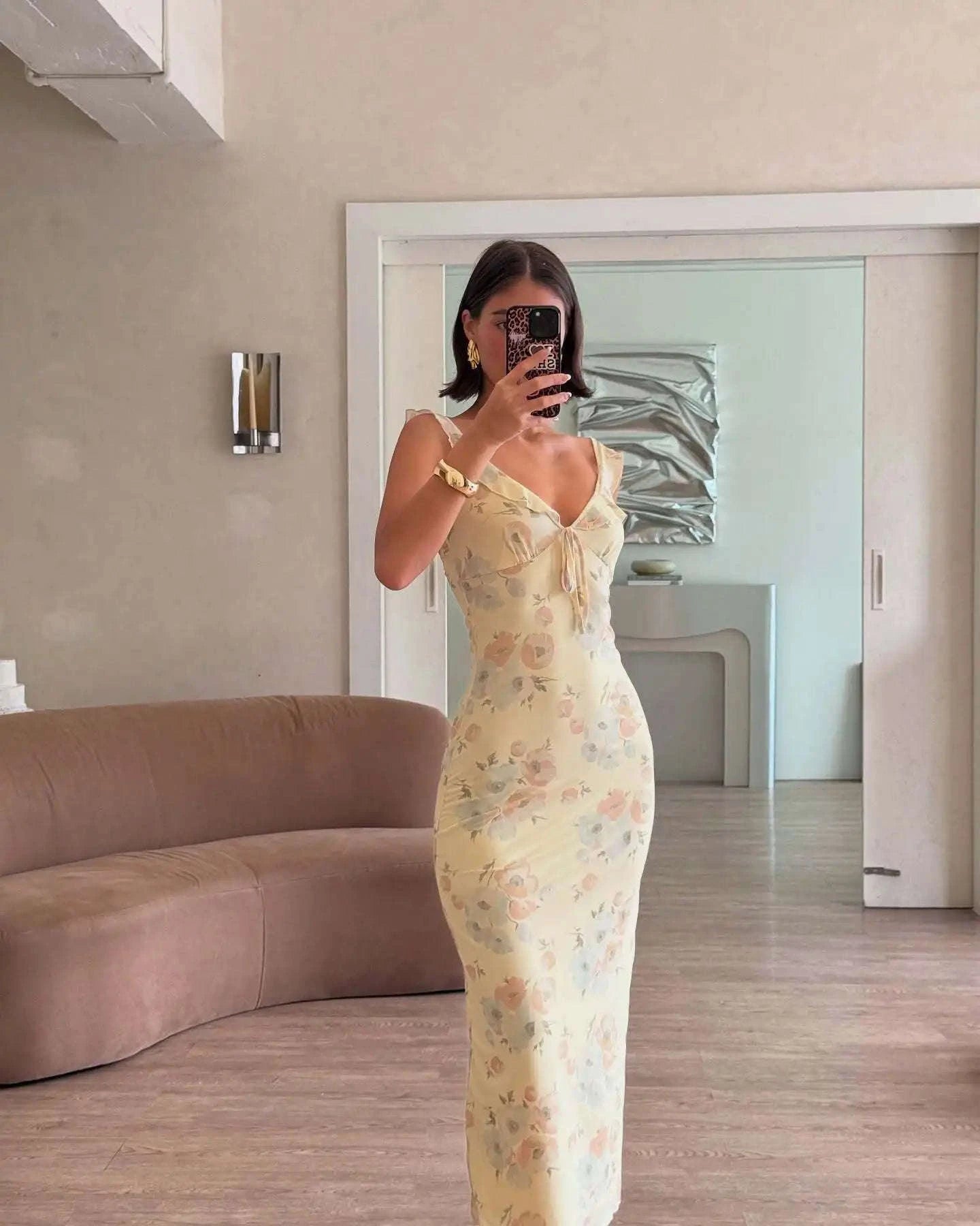Robe Maxi Dos Nu Plongeant Fleurie Mode Été