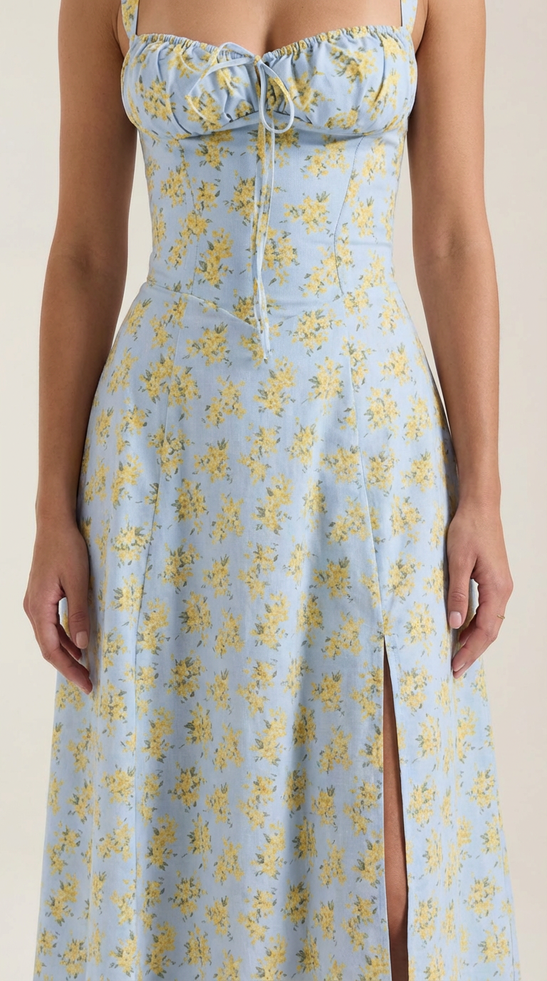 Robe midi fleurie pour femmes, idéale pour les invitées de mariage