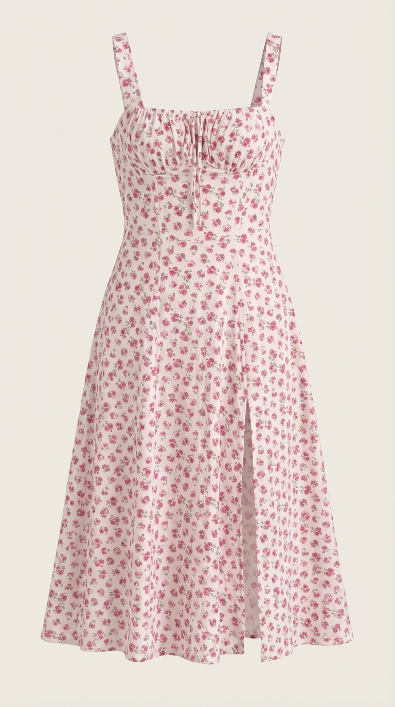 Robe midi fleurie pour femmes, idéale pour les invitées de mariage