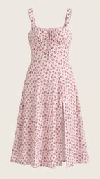 Robe midi fleurie pour femmes, idéale pour les invitées de mariage