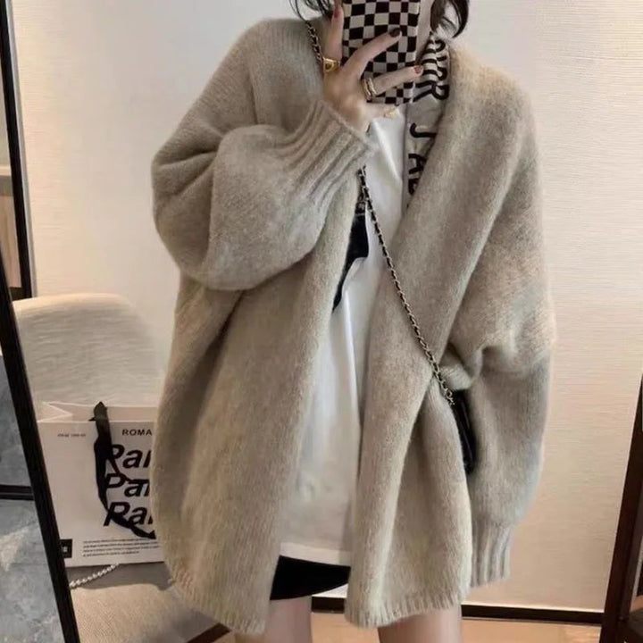 Cardigan tricoté oversized confortable avec fermeture à boutons