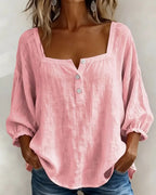 Blouse en coton à encolure carrée et manches longues