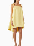 Robe mini ligne A avec bretelles en 3D et dos nu jaune
