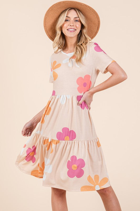 Sophie Paris | Robe à volants Bombom Floral avec col rond