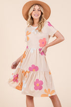 Sophie Paris | Robe à volants Bombom Floral avec col rond