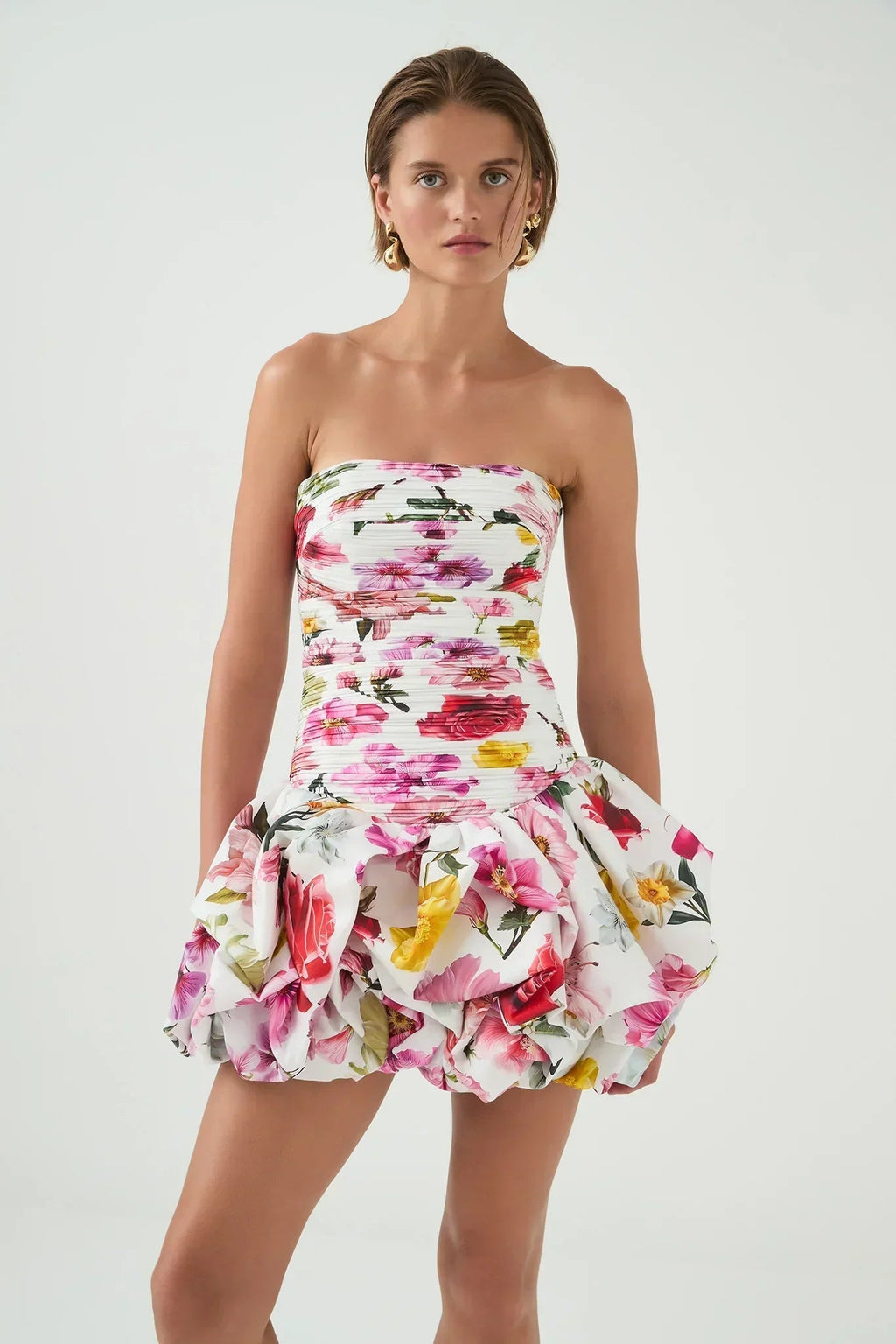 Robe de soirée courte blanche pour femme avec ourlet bouffant